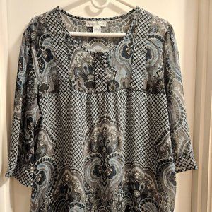 Women's Maggie & Max 2X Sheer 3/4 Length Sleeve Blouse